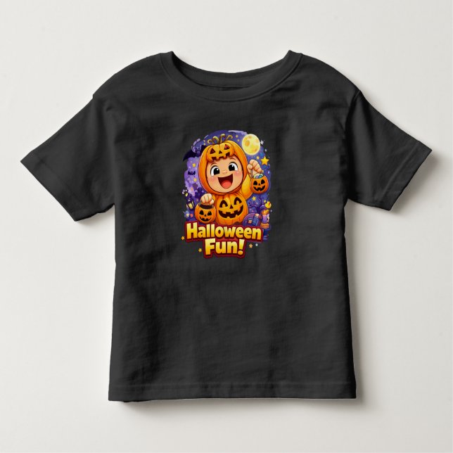 T-shirt Pour Les Tous Petits Halloween Fun Cute Baby Pumpkin Illustration (Devant)