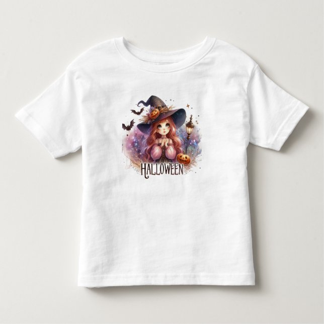 T-shirt Pour Les Tous Petits Halloween sorcière mignonne (Devant)