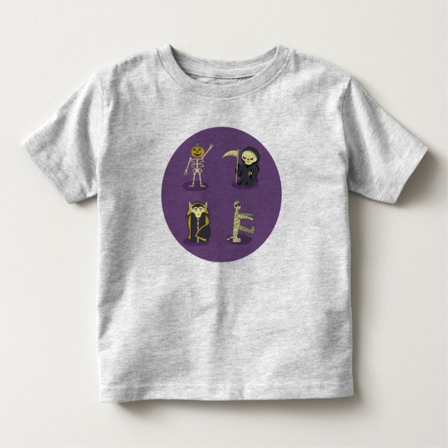 T-shirt Pour Les Tous Petits Halloween Squelette Dracula Mummy Griffe Reaper (Devant)