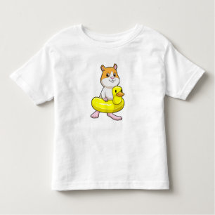 T-shirt Pour Les Tous Petits Hamster à la plage avec canard comme anneau de nag