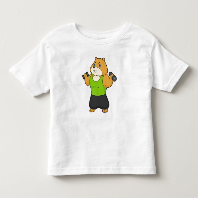 T-shirt Pour Les Tous Petits Hamster Fitness Dumbbell (Devant)