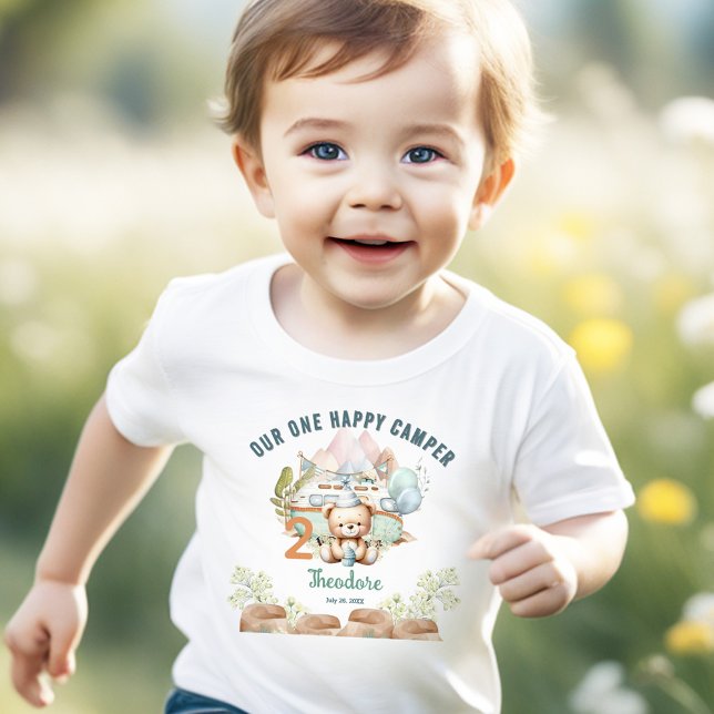 T-shirt Pour Les Tous Petits Happy Camper Été 2e anniversaire garçon (Happy Camper Summer 2nd Birthday Boy Toddler T-shirt)