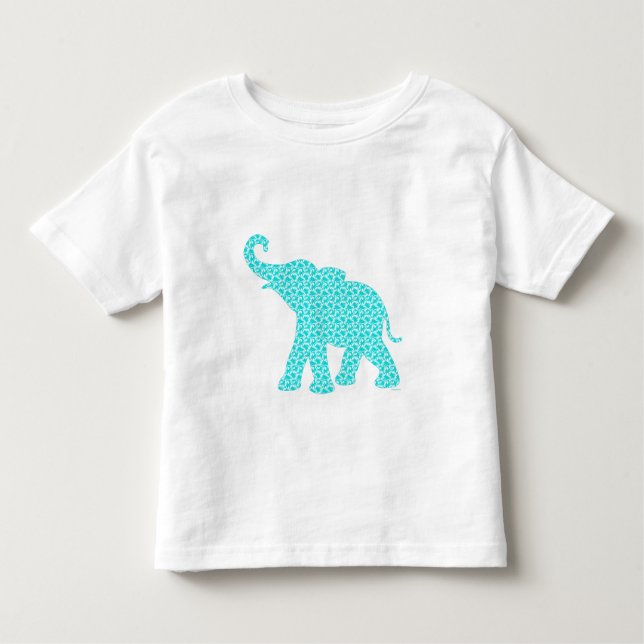 T-shirt Pour Les Tous Petits Happy Elephant-Art Turquoise Motif mignonne (Devant)