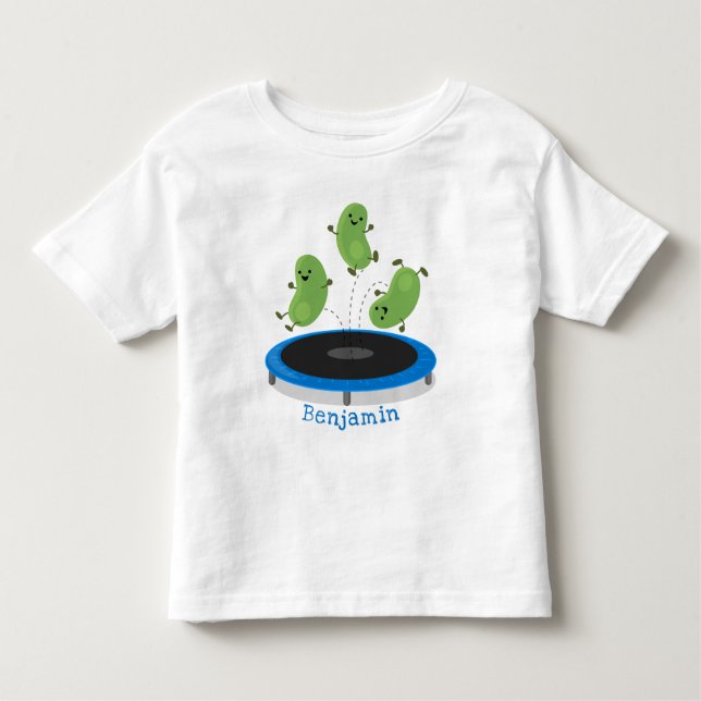 T-shirt Pour Les Tous Petits Haricots verts mignons sur dessin animé trampoline (Devant)