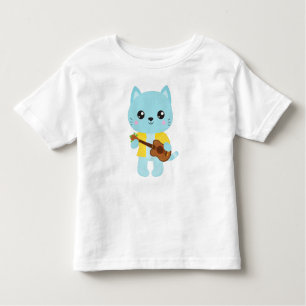 T-shirt Pour Les Tous Petits Hawaii Chat, Cute Chat, Blue Chat, Guitare, Luau