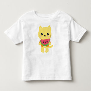 T-shirt Pour Les Tous Petits Hawaii Chat, Cute Chat, Chat Jaune, Watermelon, Lu