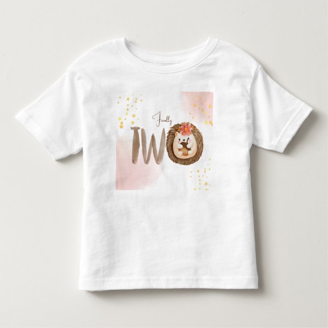 T-shirt Pour Les Tous Petits Hérisson aquarelle 2ème deuxième anniversaire deux (Devant)