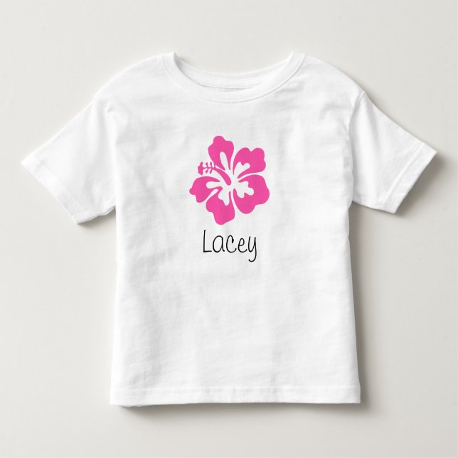 T-shirt Pour Les Tous Petits Hibiscus Hawaiien Personnalisé Rose (Devant)