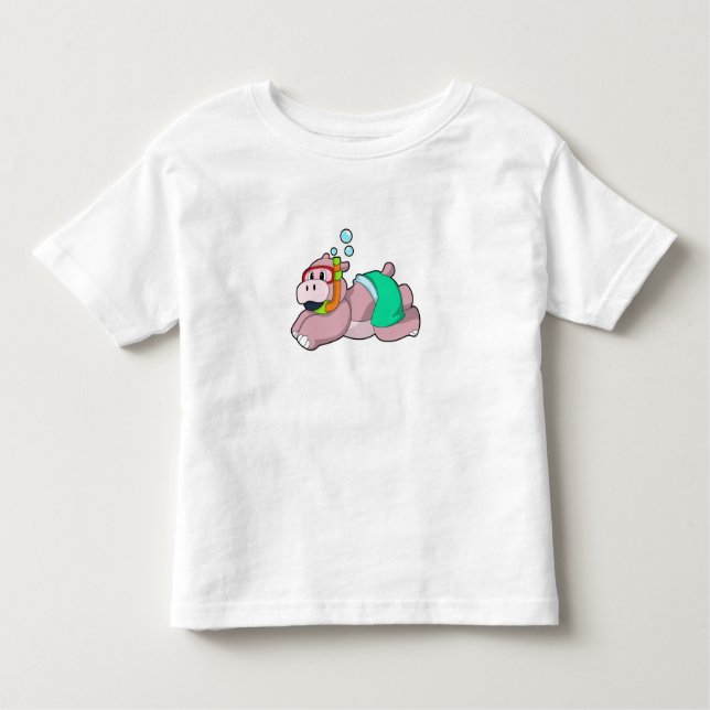 T-shirt Pour Les Tous Petits Hippo à la plongée avec tuba (Devant)