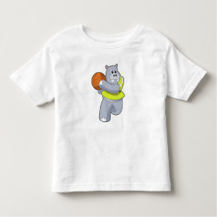 T-shirt Pour Les Tous Petits Hippo as basketball player with basketball.PNG