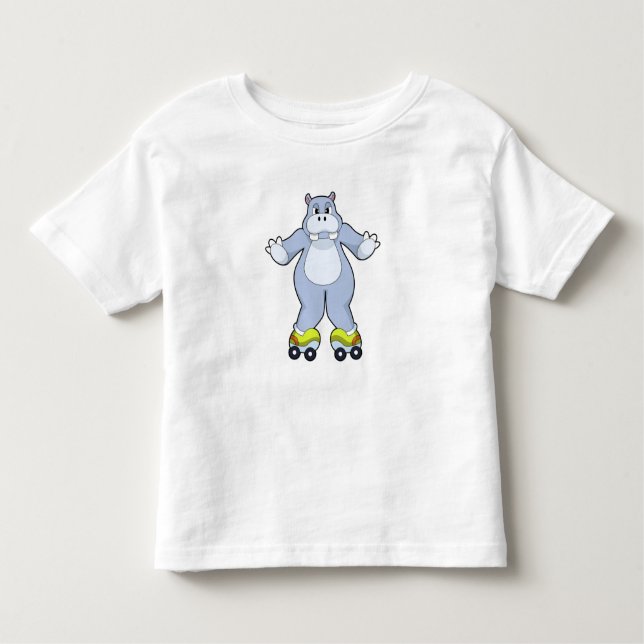 T-shirt Pour Les Tous Petits Hippo avec patins à rouleaux (Devant)