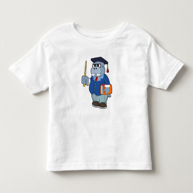 T-shirt Pour Les Tous Petits Hippo comme professeur avec livre (Devant)