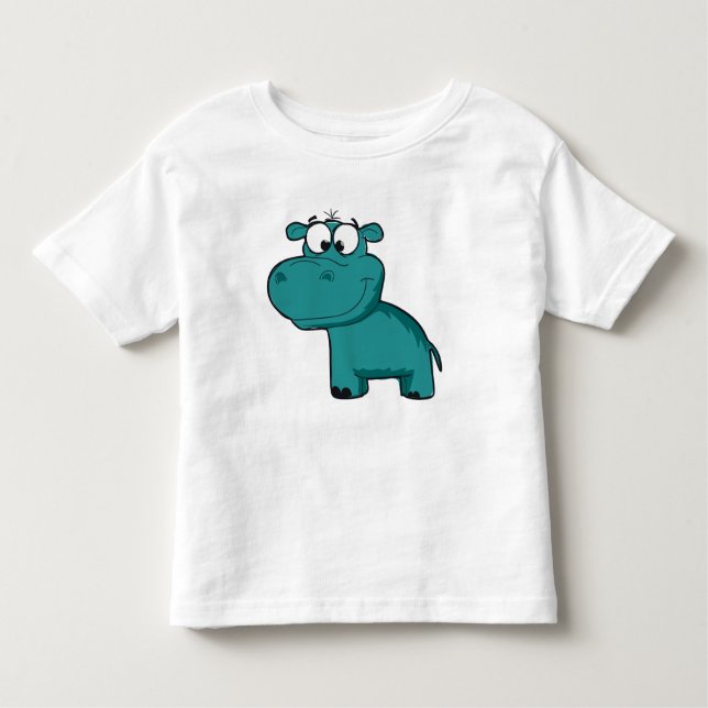 T-shirt Pour Les Tous Petits Hippo heureux bleu (Devant)