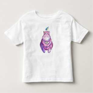 T-shirt Pour Les Tous Petits Hippo mignon violet blanc