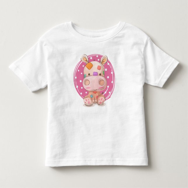 T-shirt Pour Les Tous Petits Hippo Patchwork rose (Devant)