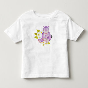 T-SHIRT POUR LES TOUS PETITS HIPPO PURPLE CUTE AVEC DAISIES BLANCHES