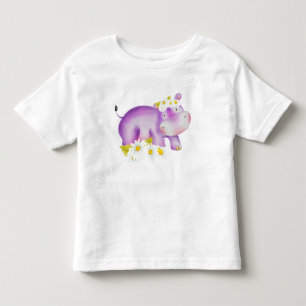 T-SHIRT POUR LES TOUS PETITS HIPPO PURPLE CUTE AVEC DAISIES BLANCHES