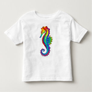 T-shirt Pour Les Tous Petits Hippocampe polygonal arc-en-ciel