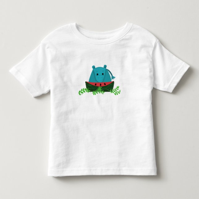 T-shirt Pour Les Tous Petits Hippopotame mangeant de la pastèque (Devant)