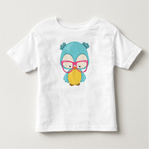 T-shirt Pour Les Tous Petits Hipster Owl, Chouette Avec Lunettes, Chouette Mign