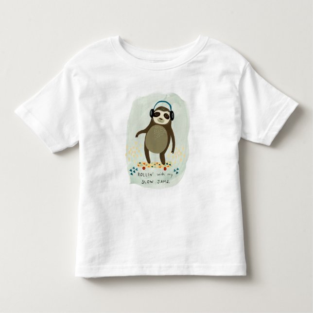 T-shirt Pour Les Tous Petits Hipster Sloth | Rollin' Avec Mes Jams Lents (Devant)