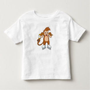 T-shirt Pour Les Tous Petits Hockey sur glace singe bâton de hockey sur glace