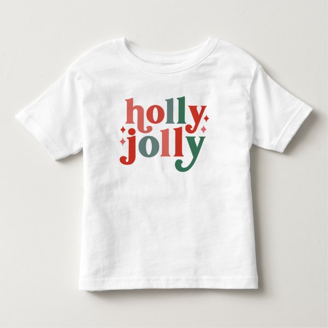 T-shirt Pour Les Tous Petits Holly Jolly - Typographie des Fêtes Rétro (Devant)