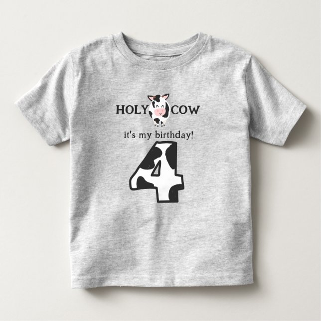 T-shirt Pour Les Tous Petits Holy Cow I'm Four 4th Birthday Farm (Devant)