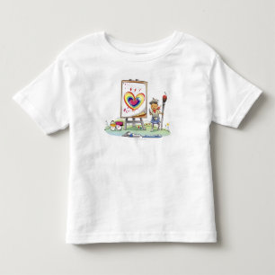 T-shirt Pour Les Tous Petits Homme tenant un pinceau et debout près d'un cheval
