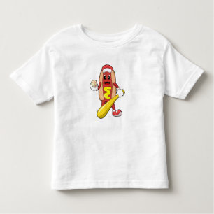 T-shirt Pour Les Tous Petits Hot dog at baseball with baseball