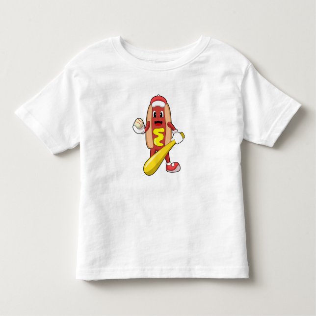 T-shirt Pour Les Tous Petits Hot dog at baseball with baseball (Devant)