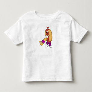 T-shirt Pour Les Tous Petits Hotdog au cricket avec batte de cricket