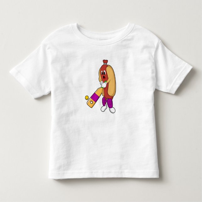T-shirt Pour Les Tous Petits Hotdog au cricket avec batte de cricket (Devant)