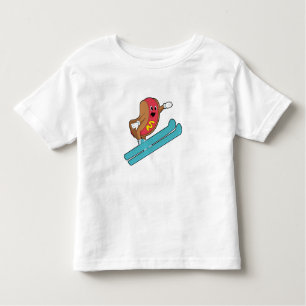 T-shirt Pour Les Tous Petits Hotdog comme sauteur de ski avec Ski.PNG