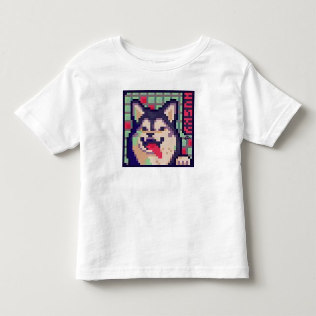 T-shirt Pour Les Tous Petits Husky Pixelart Pixel Art (Devant)