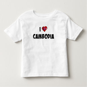 T-shirt Pour Les Tous Petits I Love Cambodia, le drapeau du Cambodge