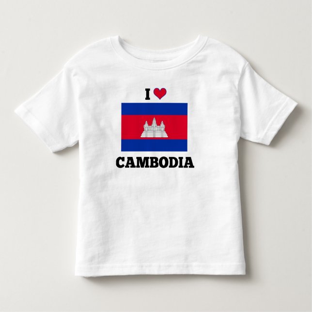 T-shirt Pour Les Tous Petits I Love Cambodia, le drapeau du Cambodge (Devant)