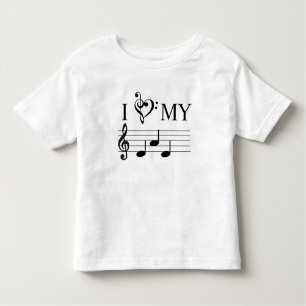 T-shirt Pour Les Tous Petits I Love My Dad Music Notes Heart Treble Clef Funny