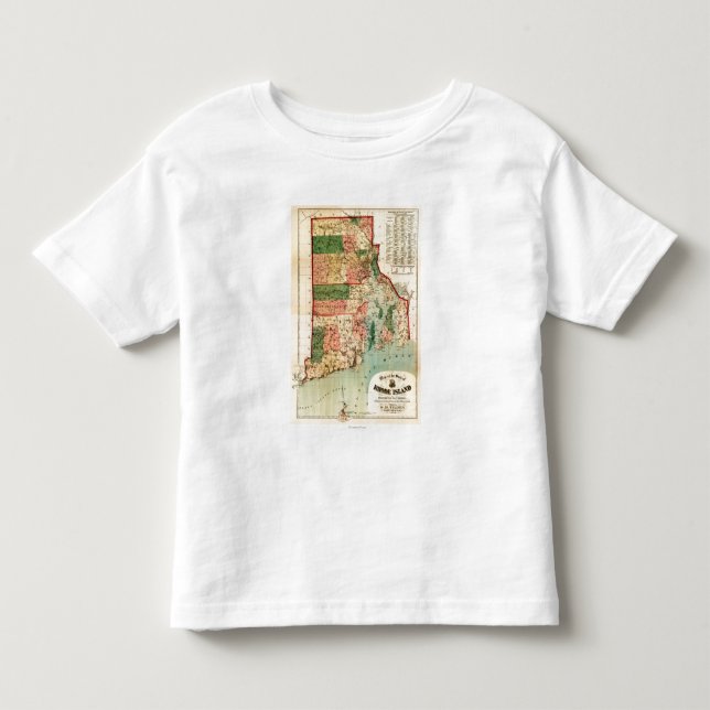 T-shirt Pour Les Tous Petits Île de Rhode IslandPanoramic MapRhode (Devant)