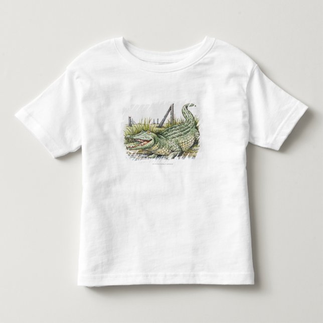 T-shirt Pour Les Tous Petits Illustration d'alligator sur le rivage (Devant)