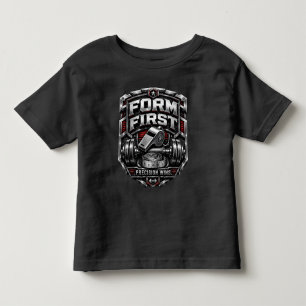 T-shirt Pour Les Tous Petits Illustration de badge d'emblème de gym métallique 