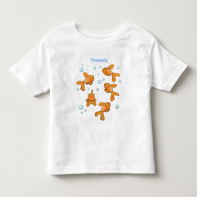 T-shirt Pour Les Tous Petits Illustration de caricature de poisson rouge orange (Devant)