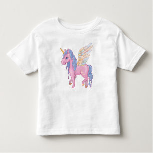 T-shirt Pour Les Tous Petits Illustration de Cute Unicorn avec ailes arc-en-cie