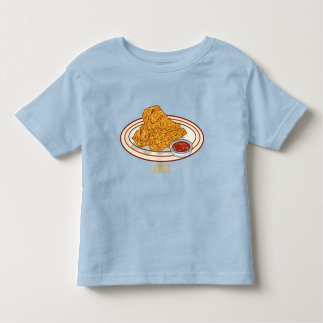 T-shirt Pour Les Tous Petits Illustration de dessin animé sur le poulet frit (Devant)