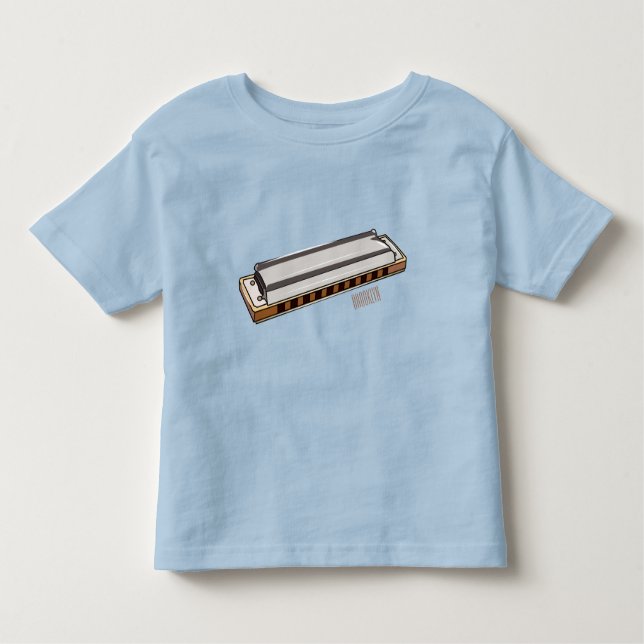 T-shirt Pour Les Tous Petits Illustration de dessin d'Harmonica (Devant)