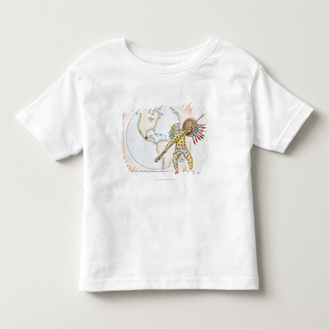 T-shirt Pour Les Tous Petits Illustration de guerrier aztèque de Jaguar (Devant)