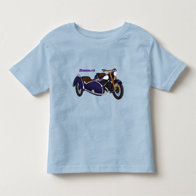 T-shirt Pour Les Tous Petits Illustration de moto pourpre Sidecar (Devant)