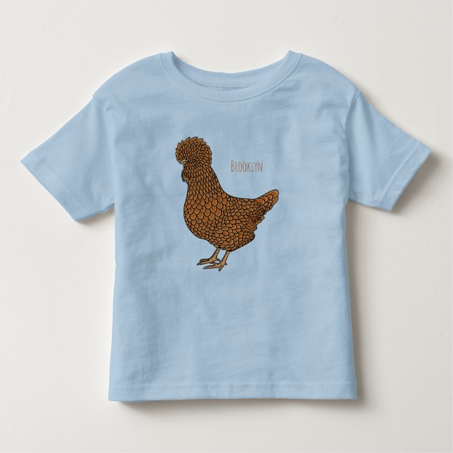 T-shirt Pour Les Tous Petits Illustration de poulet à la polis chamois (Devant)