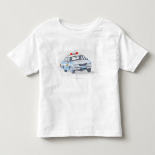 T-shirt Pour Les Tous Petits Illustration de voiture de police avec deux