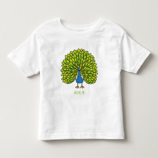 T-shirt Pour Les Tous Petits Illustration d'oiseau de paon brillant (Devant)